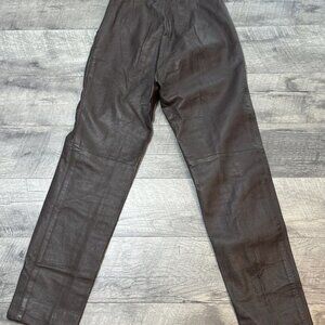 Vintage Echtes Leder Brown Faux Leather Pants Pleated 26x29 Motorcycle Biker